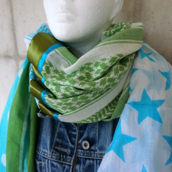 Halstuch Unikat "Pimp my Pali" Grün, Weiß, Türkis