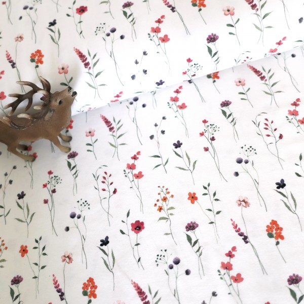 Jersey Kräuterwiese, Off-White, Bunt, Meterware