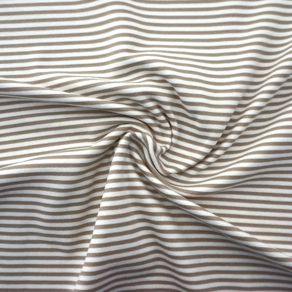 Ringeljersey Taupe/Weiß, Meterware