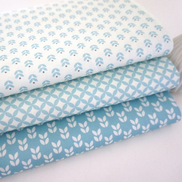 Baumwollstoff, Popeline, Kansas, Blätter, Hellblau, swafing, Meterware
