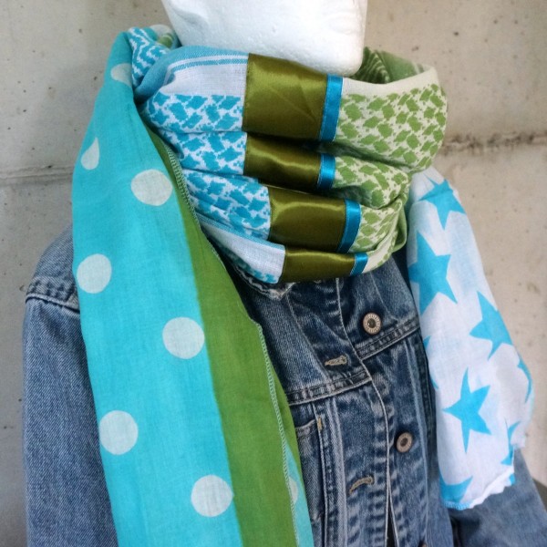 Halstuch Unikat "Pimp my Pali" Grün, Weiß, Türkis