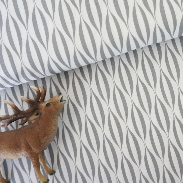 Baumwollstoff, Patchwork, Zen Chic Flow, Bänder, Fog