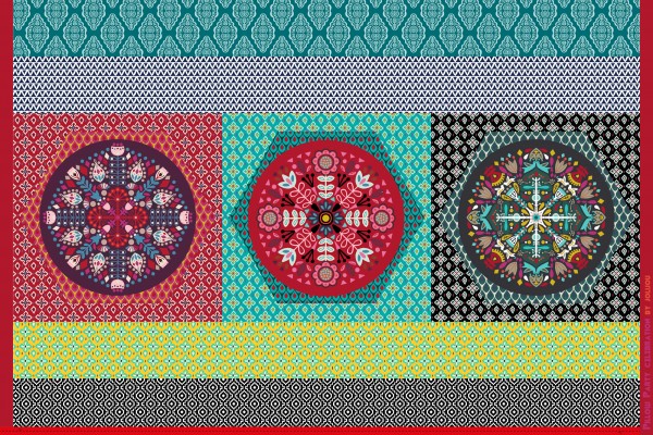 Baumwollstoff 'Pillow Party' Panel, Bunt, swafing