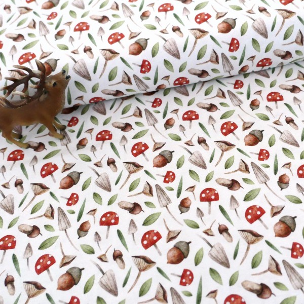 Jersey, Jule, Pilze, Eicheln, Weiß, swafing, Meterware