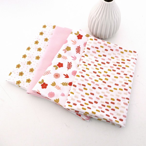 Stoffpaket Baumwolle, Streublumen, Pinselstriche, Uni, Patchwork