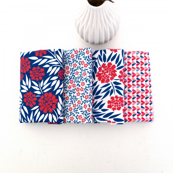 Stoffpaket Baumwolle, Blumen, Herzen, Punkte, Patchwork