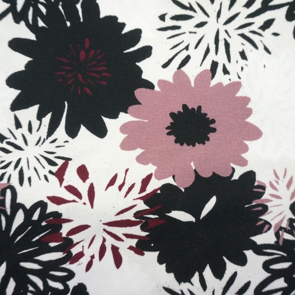 Jersey, Johanna, große Blüten, Altrosa, Schwarz, swafing, Meterware