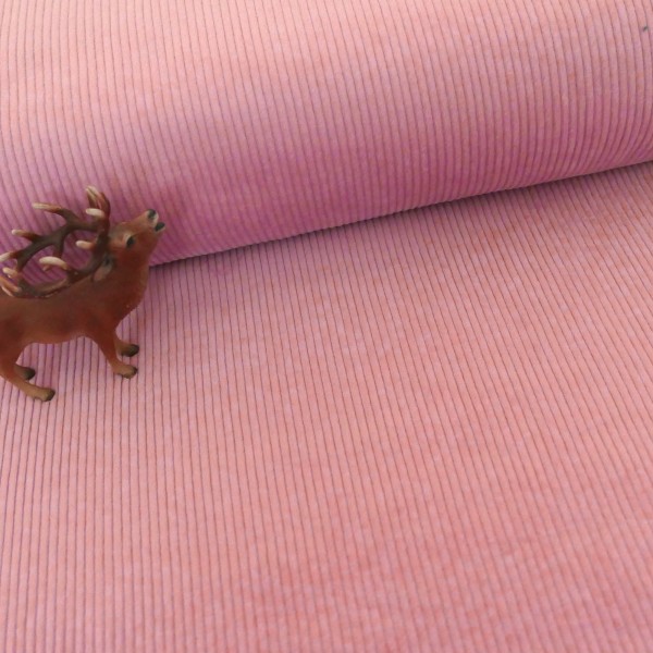 Cordjersey, Cord elastisch, Uni, Rosa, Meterware