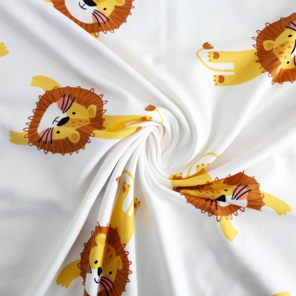 Jersey Löwen, Off-White, Senf, Braun, Meterware