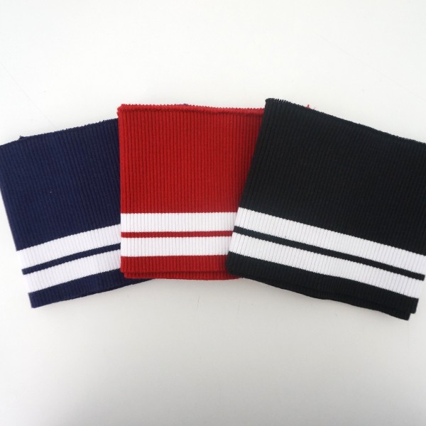 Bündchen, 'Clyde', Rot, Schwarz oder Blau, Fertigbündchen