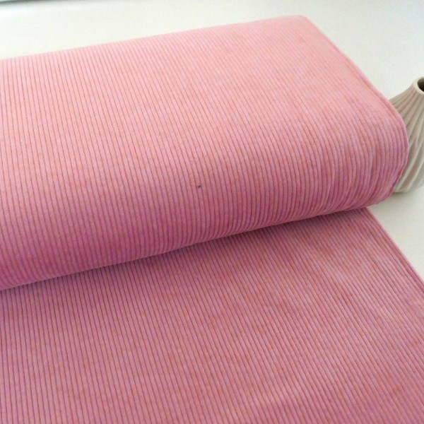 Cordjersey, Cord elastisch, Uni, Rosa, Meterware