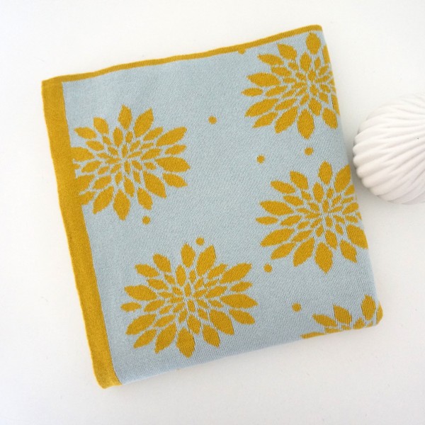 Rest, Bio-Strick, Pfingstrose, doppel-lagig, Senf, Hellblau