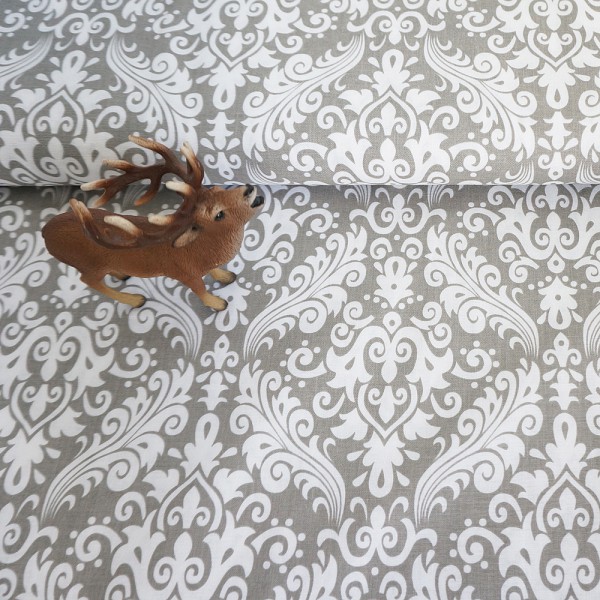 Baumwollstoff, Patchwork, Riley Blake, Cotton Damask, Grau