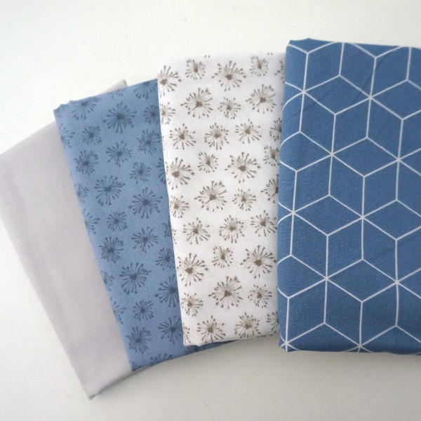 Stoffpaket Baumwolle, Dandelion, Blau, Grau, Baumwollstoff