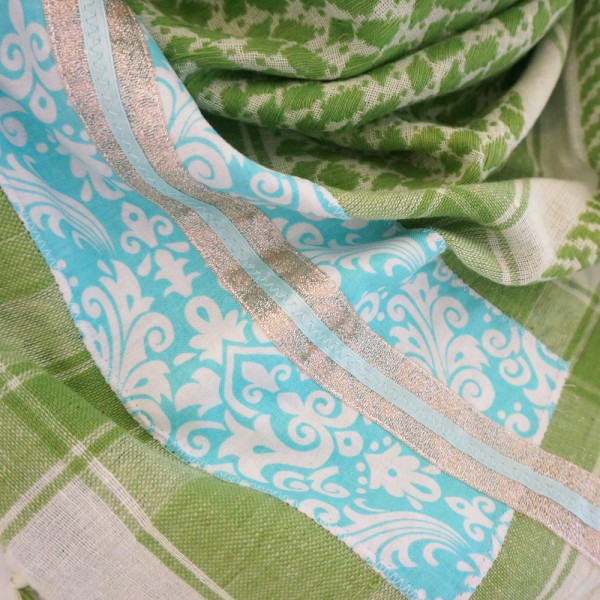 Sommertuch Unikat "Pimp my Pali", Grün-Türkis