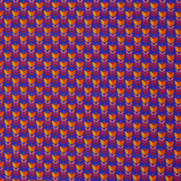 Jersey, Retro Tulpe, Königsblau, swafing, Meterware