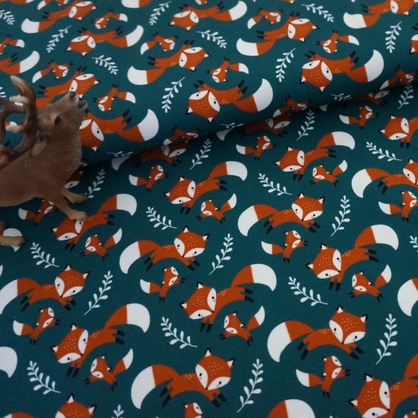 Jersey, Theo, Füchse, Petrol, Meterware