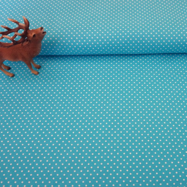 Baumwollstoff, kleine Punkte, 2mm, Judith, Türkis, Meterware