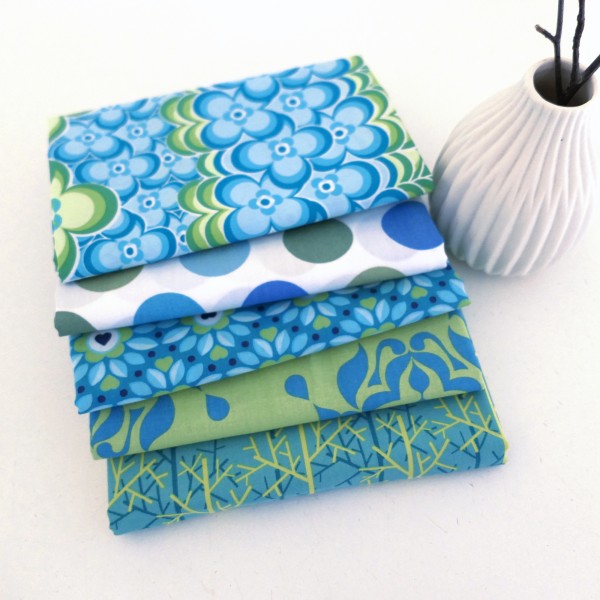 Restepaket Baumwolle Blau/Grün, Raritäten, Patchwork