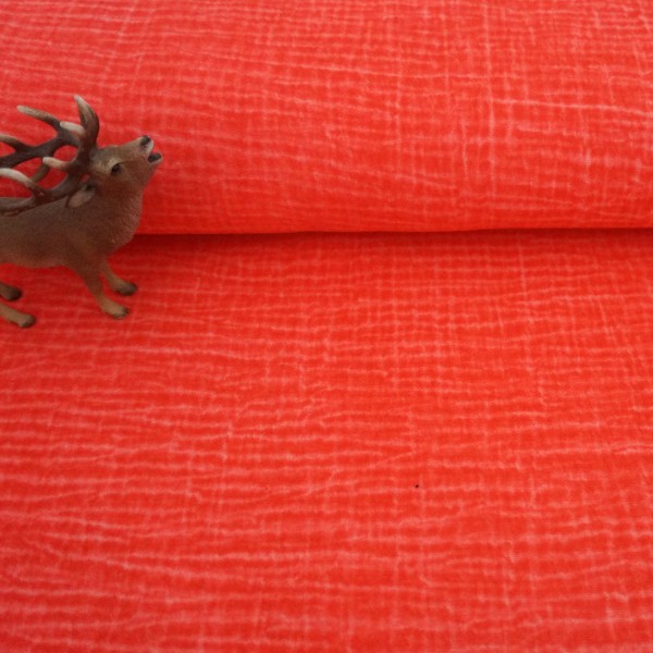 Musselin, Double Gauze, Uni, Koralle, Tie Dye, Meterware