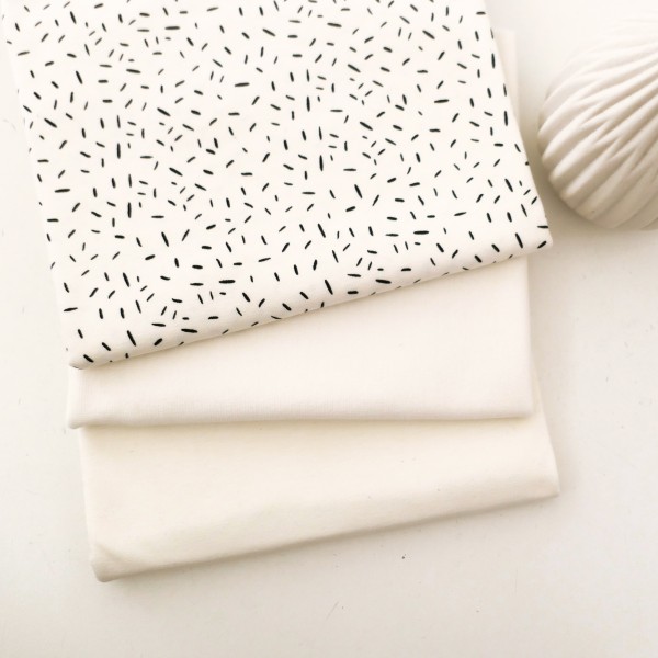 Restepaket Jersey 'Konfetti', Uni Off-White, 50 cm Bündchen