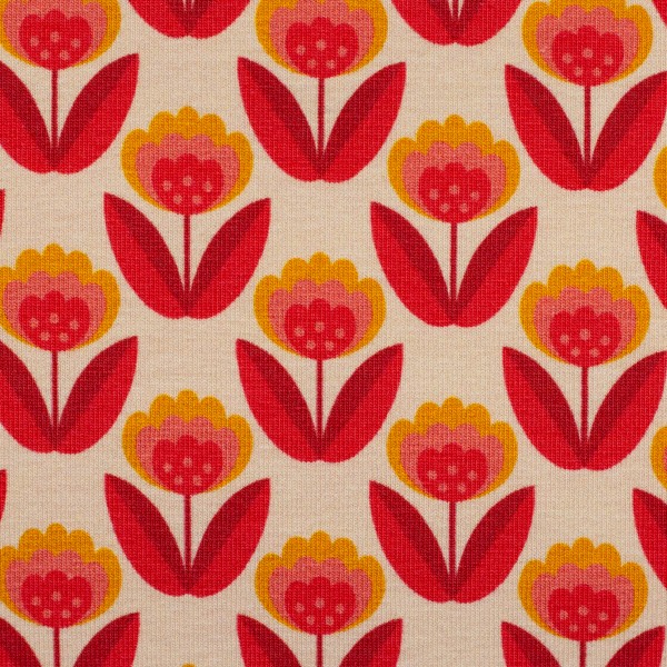 Jersey, Retroblume, Creme, swafing, Meterware