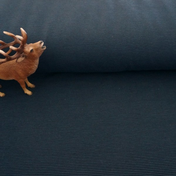 Jersey, Ringel 1mm, Dunkelpetrolblau/Schwarz, Meterware