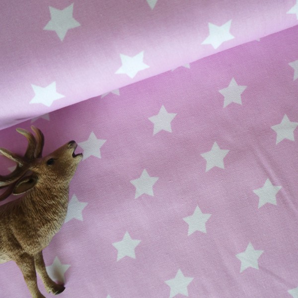 Baumwollstoff Popeline Sterne, Rosa