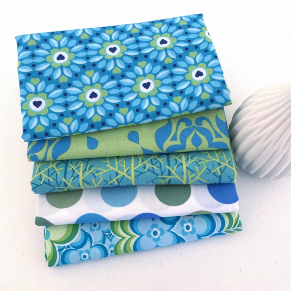 Restepaket Baumwolle Blau/Grün, Raritäten, Patchwork