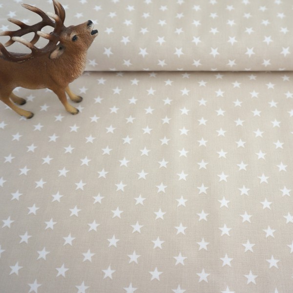 Baumwollstoff, Carrie, Sterne 7 mm, zart Hellbeige
