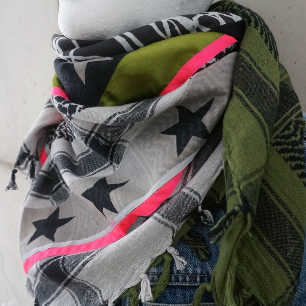Halstuch Unikat "Pimp my Pali" Nato, Grau, Neon- Pink, Unikat