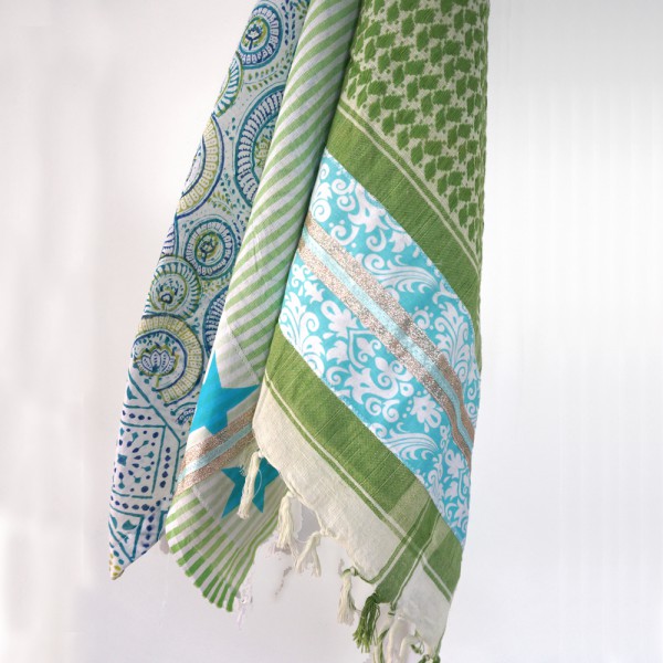 Sommertuch Unikat "Pimp my Pali", Grün-Türkis