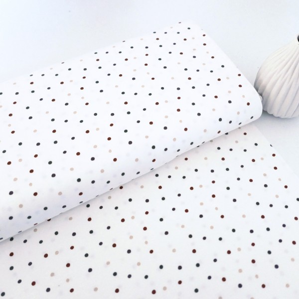 Jersey kleine Punkte, Off-White, Beige, Rost, Braun, Meterware