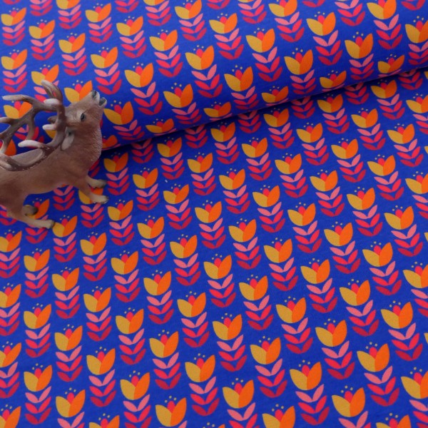 Jersey, Retro Tulpe, Königsblau, swafing, Meterware