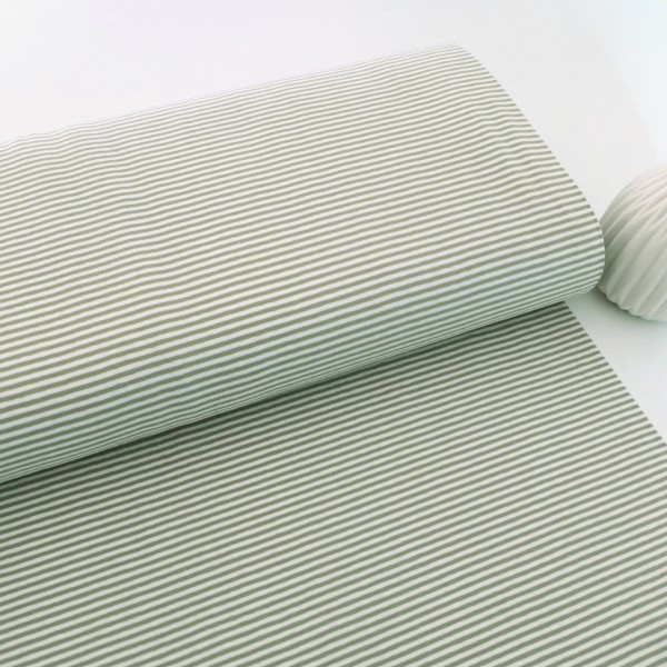 Ringeljersey 3mm, helles Oliv/Weiß, Meterware