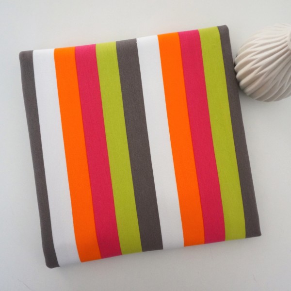 Rest, French Terry Blockstreifen, Lime, Pink, Grau, Orange