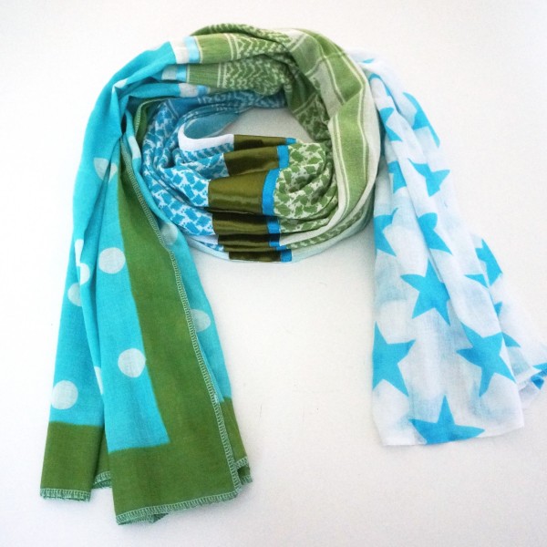 Halstuch Unikat "Pimp my Pali" Grün, Weiß, Türkis