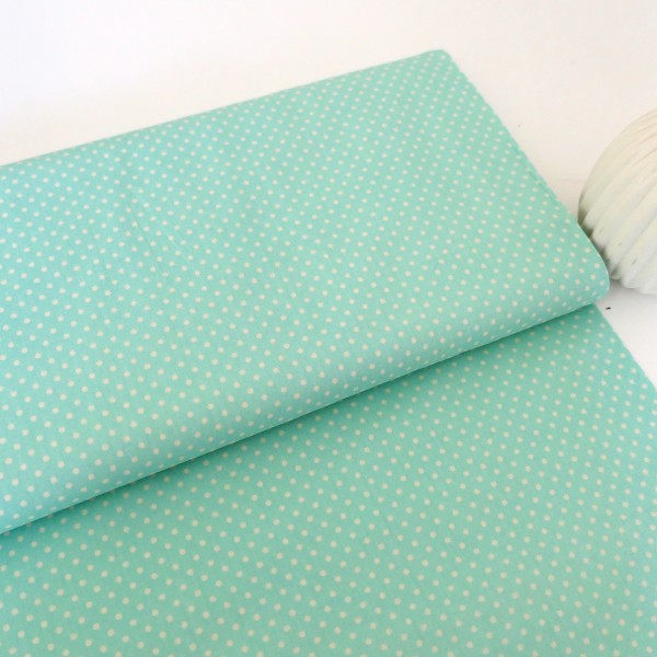 Baumwollstoff, Popeline, kleine Punkte, Mint, Meterware