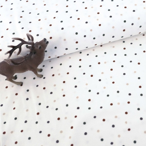 Jersey kleine Punkte, Off-White, Beige, Rost, Braun, Meterware