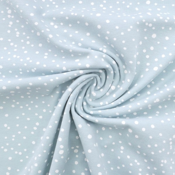 Jersey, Kleckse, Punkte, Zartblau, Meterware