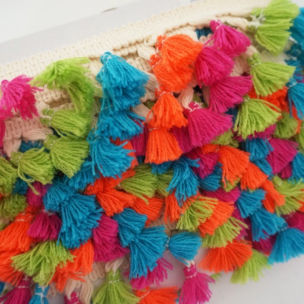 Quastenborte Bunt, Meterware, 4-farbig