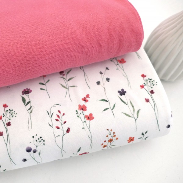 Jersey Kräuterwiese, Off-White, Bunt, Meterware