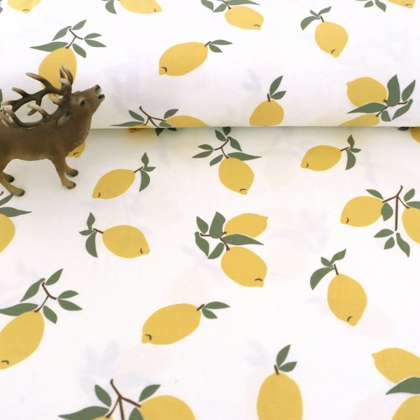 Jersey große Zitronen, Off-White, Gelb, Meterware