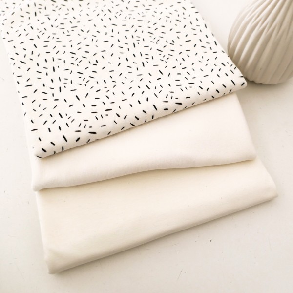 Restepaket Jersey 'Konfetti', Uni Off-White, 50 cm Bündchen