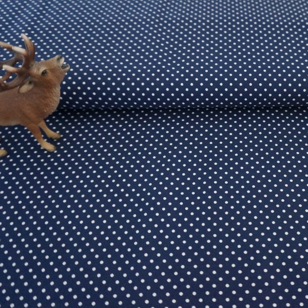 Baumwollstoff, Popelin, kleine Punkte, Dunkelblau, Meterware