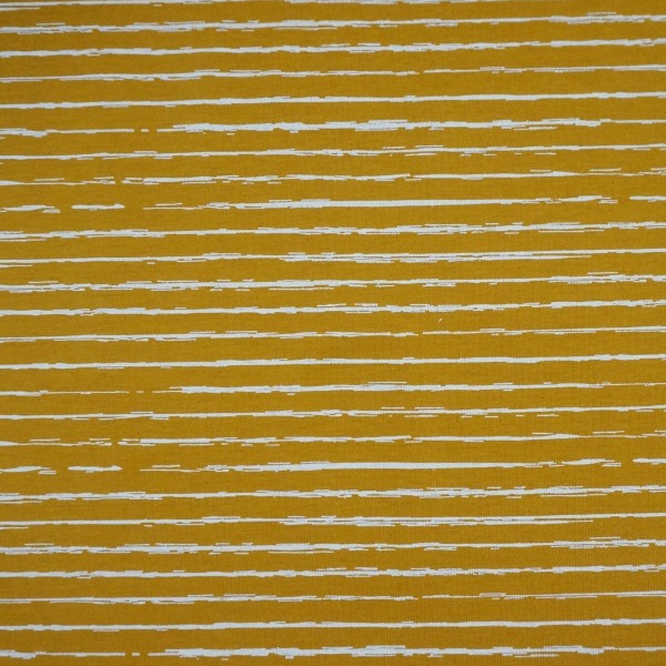 Baumwollstoff, Linien, Senf, Weiß, Meterware