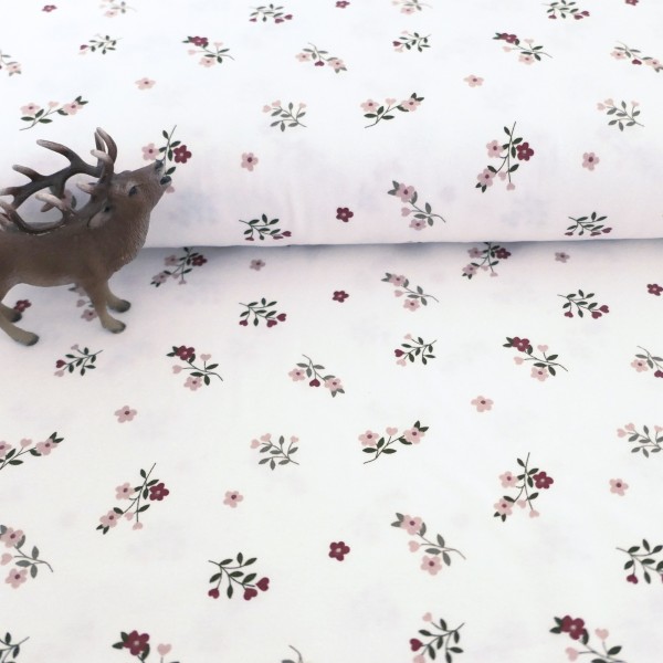 Jersey Streublumenzweige Off-White, Bunt, Meterware