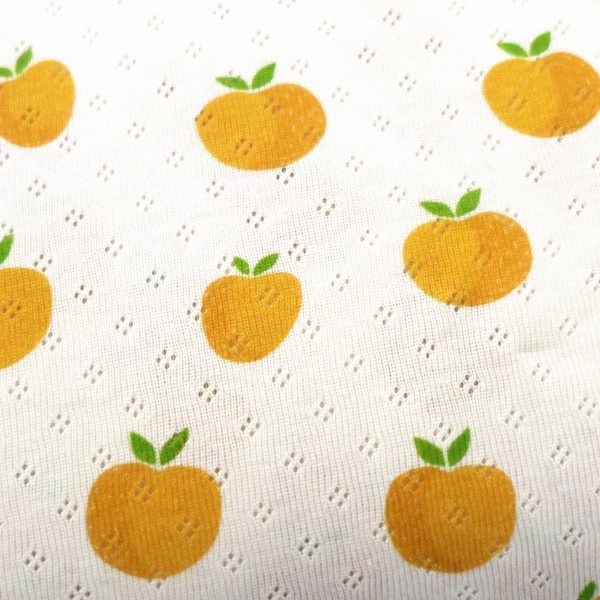 Jersey, Ajourjersey, Äpfel, Gelb, swafing Alva, Meterware