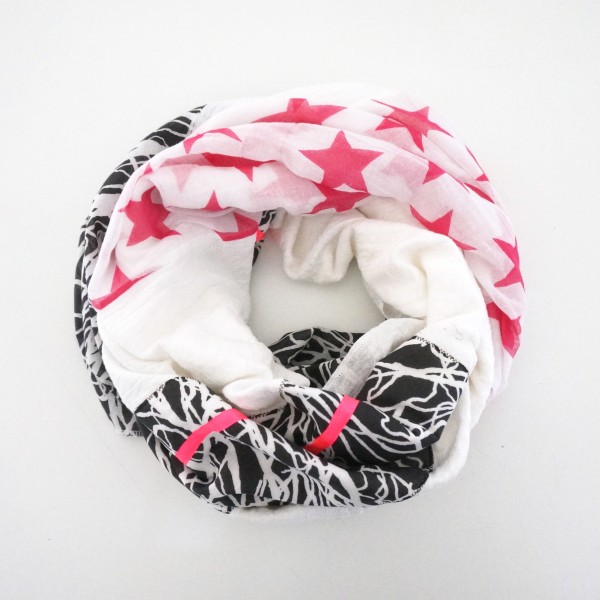 Halstuch Unikat "Pimp my Pali" Weiß/Schwarz, Neonpink