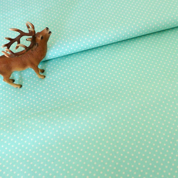 Baumwollstoff, Popeline, kleine Punkte, Mint, Meterware